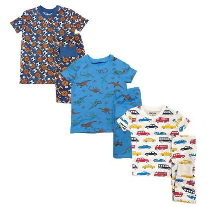 Blue Dinosaurs/Cars/Sports 3 Pack Kids Pajamas shortsleeve set - 