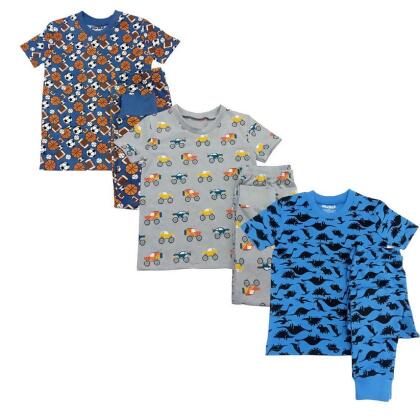 Dark Dinosaurs/Trucks/Sports 3 Pack Kids Pajamas shortsleeve set 