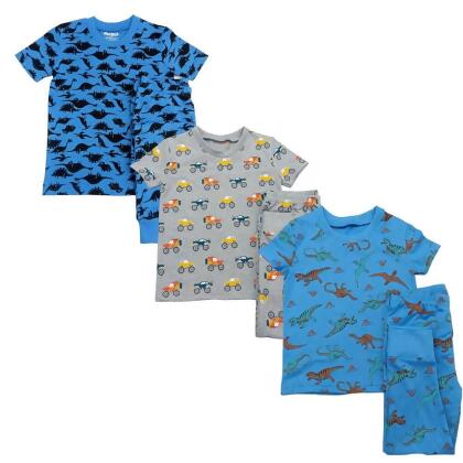 Dark Dinosaurs/Blue Dinosaurs/Trucks 3 Pack Kids Pajamas shortsleeve set 