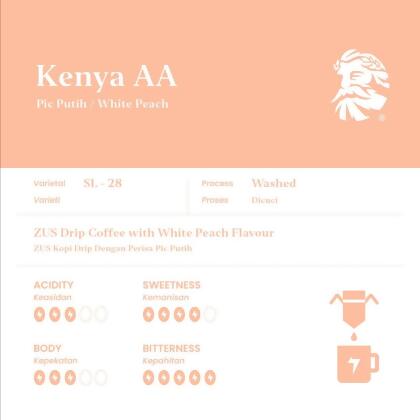 ZUS Flavoured Drip Bag Coffee - Kenya AA - White Peach - 7's alternate image