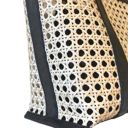 AMELIA CANE & LEATHER TOTE IN BLACK: LARGE alternate image