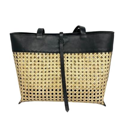 Madeline Cane and Leather Tote in Black alternate image