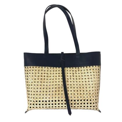 Madeline Cane and Leather Tote in Black alternate image