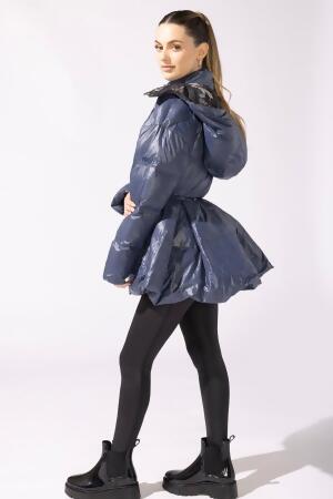 Pearl Peplum Puffer Jacket - Navy alternate image