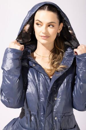 Pearl Peplum Puffer Jacket - Navy alternate image