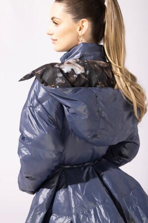 Pearl Peplum Puffer Jacket - Navy alternate image