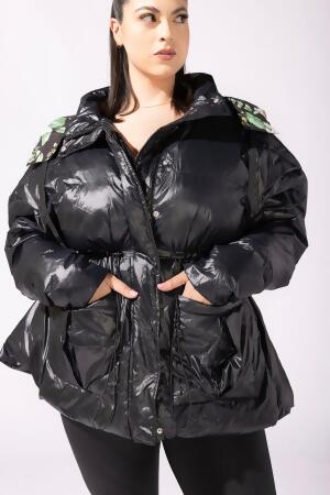 Pearl Peplum Puffer Jacket - Black alternate image