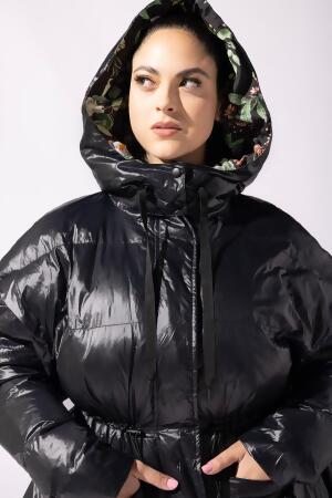 Pearl Peplum Puffer Jacket - Black alternate image