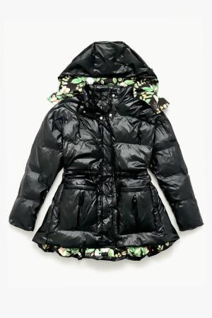 Pearl Peplum Puffer Jacket - Black alternate image