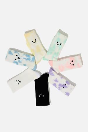 Happy Face Mid-Calf Gym Socks - Yellow Tie Dye alternate image