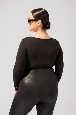 Sweetheart Long Sleeve Crop Top - Black alternate image