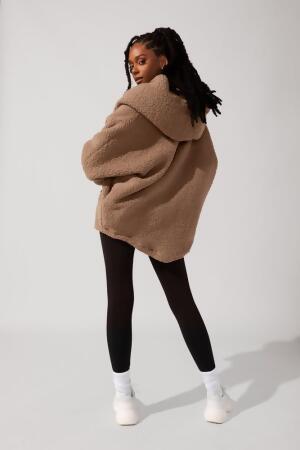 Faux Sherpa Cocoon Coat - Teddy Bear Brown alternate image