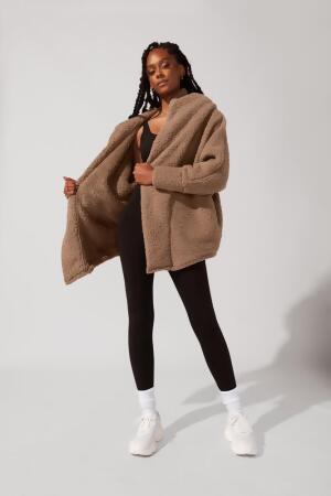 Faux Sherpa Cocoon Coat - Teddy Bear Brown alternate image