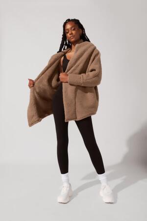 Faux Sherpa Cocoon Coat - Teddy Bear Brown alternate image