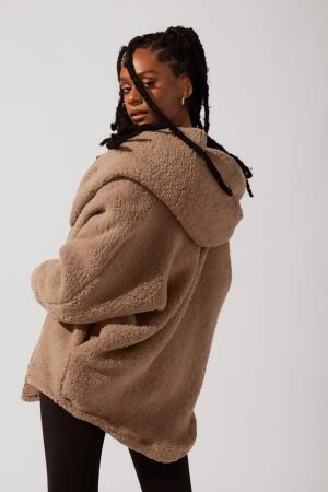 Faux Sherpa Cocoon Coat - Teddy Bear Brown alternate image
