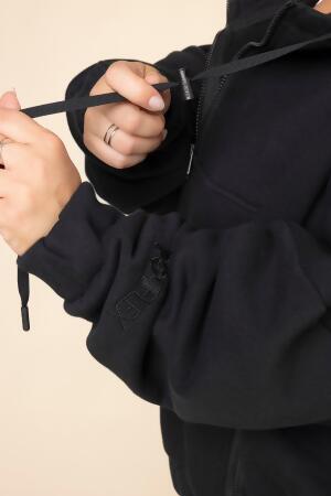 Half Zip Warm Up Hoodie - Black alternate image