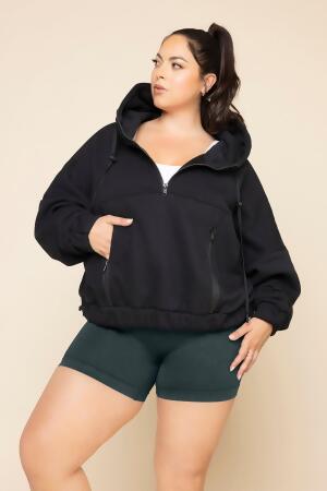 Half Zip Warm Up Hoodie - Black alternate image