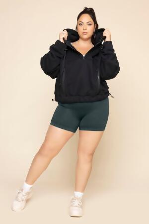 Half Zip Warm Up Hoodie - Black alternate image