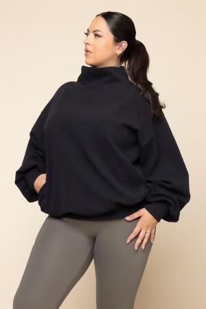 Ooey Gooey Mockneck Sweatshirt with Pockets - Black alternate image
