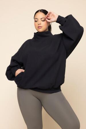Ooey Gooey Mockneck Sweatshirt with Pockets - Black alternate image