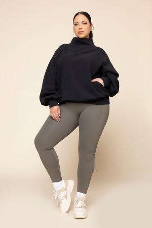 Ooey Gooey Mockneck Sweatshirt with Pockets - Black alternate image