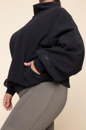 Ooey Gooey Mockneck Sweatshirt with Pockets - Black alternate image