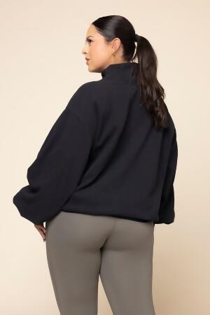 Ooey Gooey Mockneck Sweatshirt with Pockets - Black alternate image