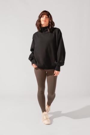 Ooey Gooey Mockneck Sweatshirt with Pockets - Black alternate image