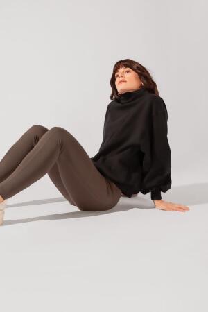 Ooey Gooey Mockneck Sweatshirt with Pockets - Black alternate image