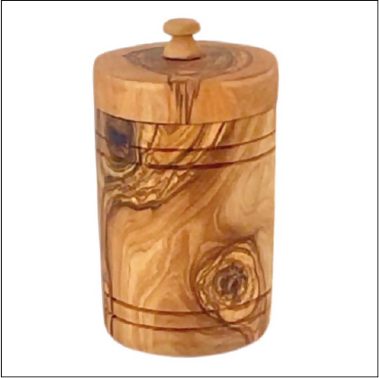 Olive Wood Spice Jar Salt Keeper w/Lid 