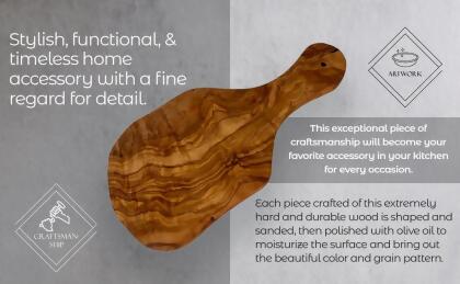 Original Olive Wood Cutting Board with Handle alternate image