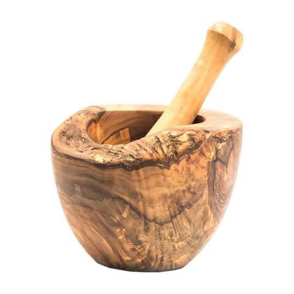 Olive Wood Rustic Mortar and Pestle alternate image