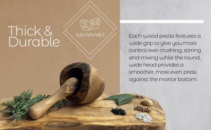 Olive Wood Rustic Mortar and Pestle alternate image