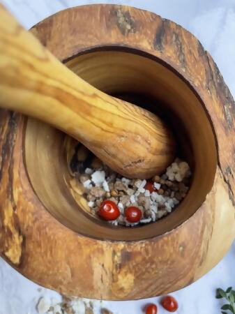 Olive Wood Rustic Mortar and Pestle alternate image