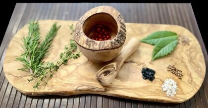 Olive Wood Rustic Mortar and Pestle alternate image