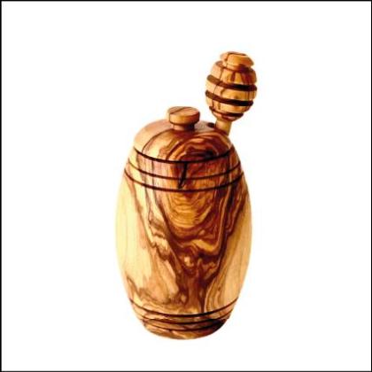 Olive Wood Honey Pot w/Honey Dipper alternate image