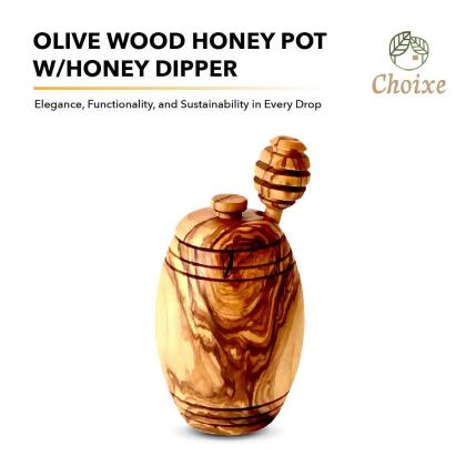 Olive Wood Honey Pot w/Honey Dipper alternate image