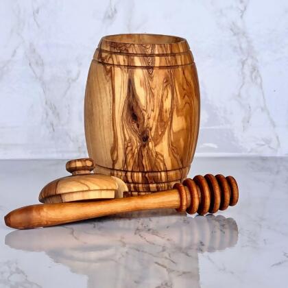 Olive Wood Honey Pot w/Honey Dipper alternate image