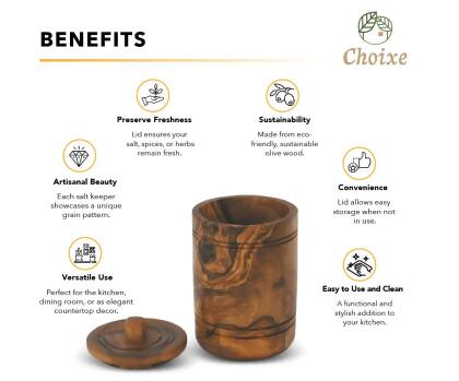 Olive Wood Spice Jar Salt Keeper w/Lid alternate image