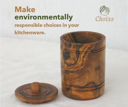 Olive Wood Spice Jar Salt Keeper w/Lid alternate image