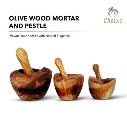 Olive Wood Rustic Mortar and Pestle alternate image
