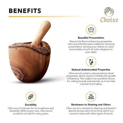 Olive Wood Rustic Mortar and Pestle alternate image