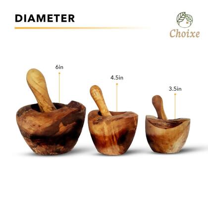 Olive Wood Rustic Mortar and Pestle alternate image
