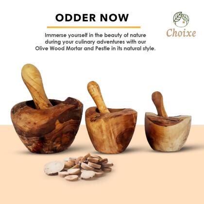 Olive Wood Rustic Mortar and Pestle alternate image