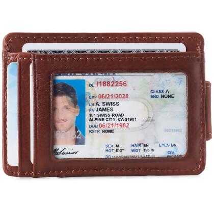 Alpine Swiss Harper Mens RFID Slim Money Clip Front Pocket Wallet Minimalist Leather ID Card Holder alternate image