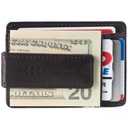 Alpine Swiss Harper Mens RFID Slim Money Clip Front Pocket Wallet Minimalist Leather ID Card Holder alternate image