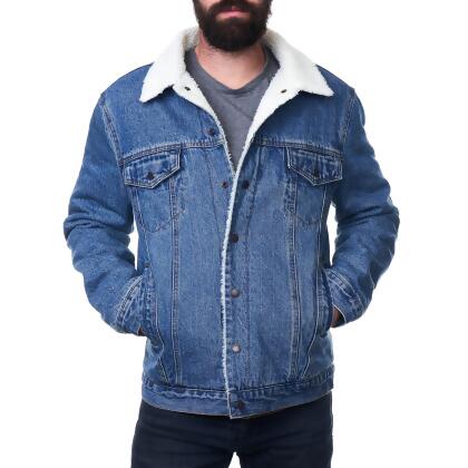 Alpine Swiss Ryker Mens Sherpa Lined Denim Trucker Jacket alternate image
