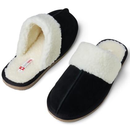 Alpine Swiss Lucy Womens Genuine Suede Memory Foam Scuff Slippers alternate image