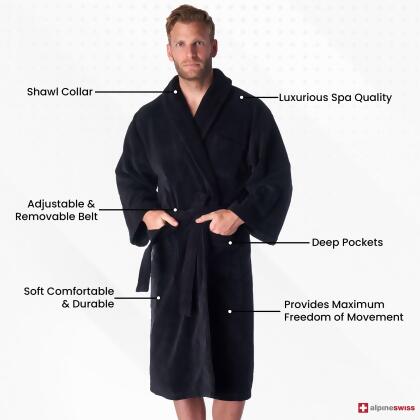 Alpine Swiss Pure Cotton Mens Terry Cloth Bathrobe Super Absorbent Spa Robe alternate image