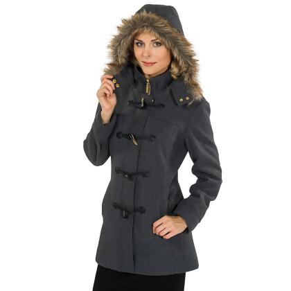 Alpine Swiss Duffy Womens Wool Coat Fur Trim Hooded Parka Jacket alternate image